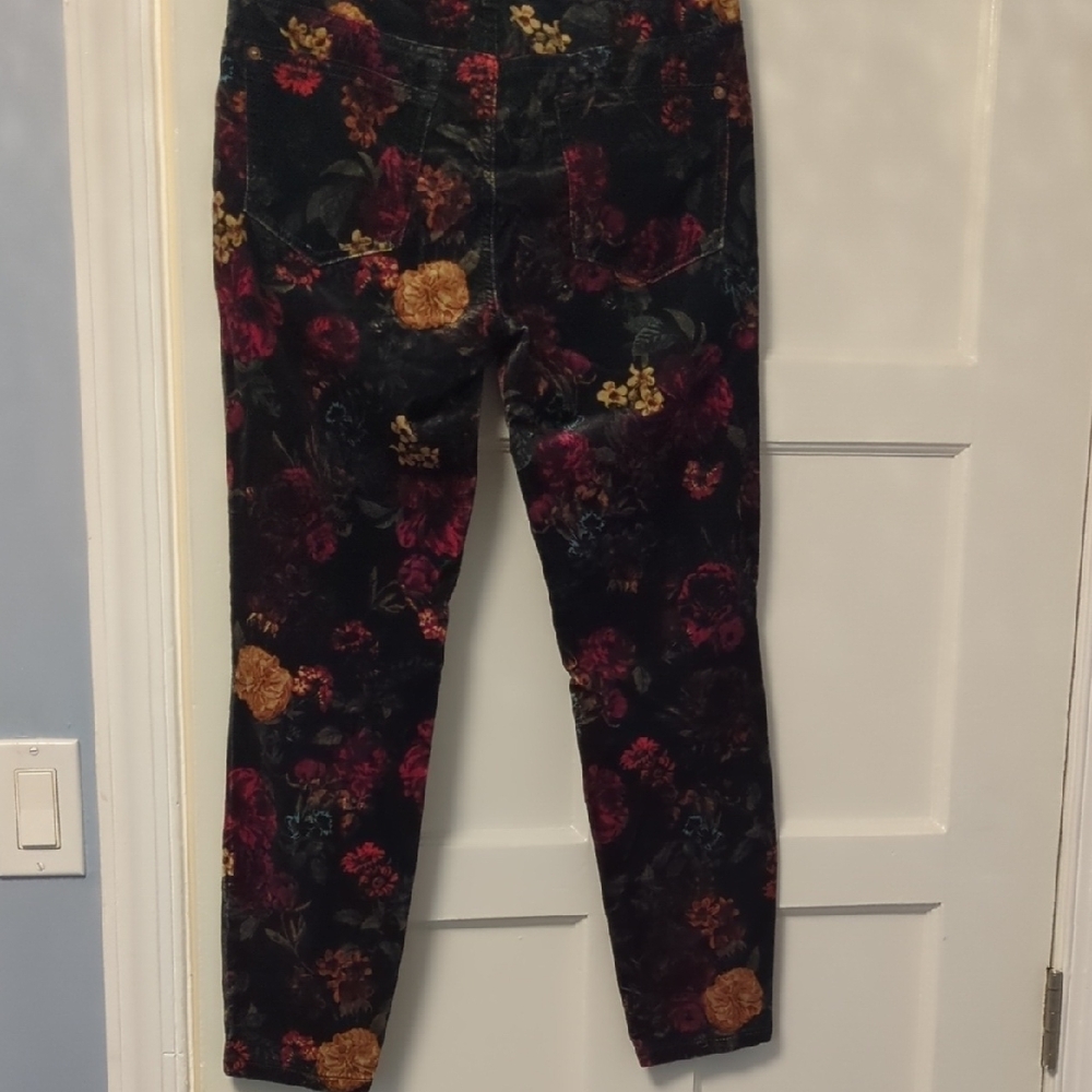 Pilcro Midrise Velvet Floral Skinny Jeans - Picture 11 of 11